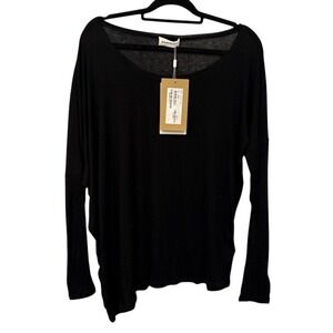 Marcella Louisa Tunic Top Black Long Sleeve Asymmetrical Large Goth Sheer NEW